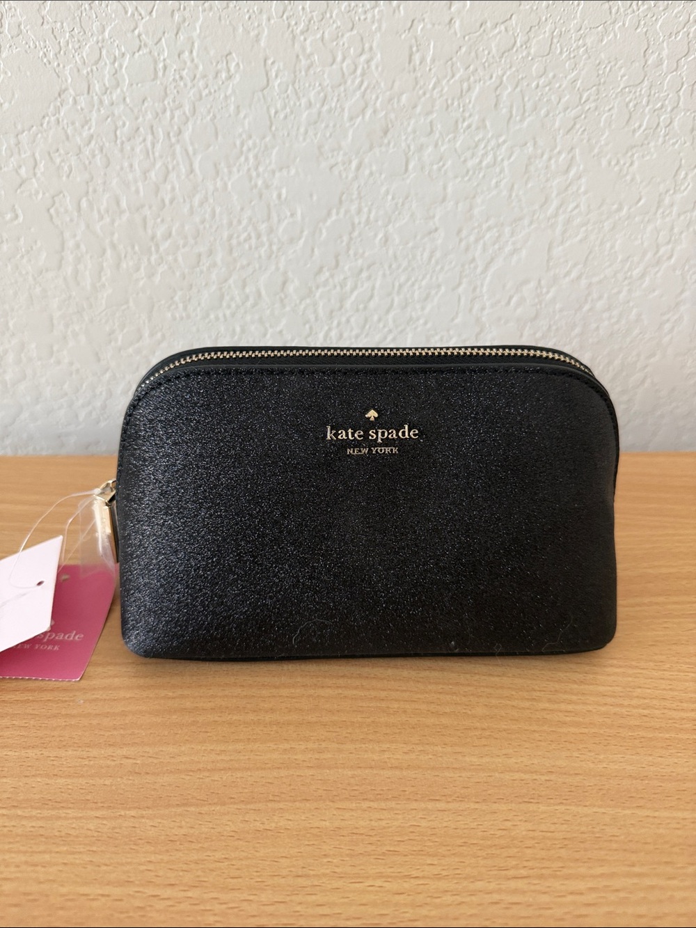 kate spade Black Glitter Zip Cosmetic Case